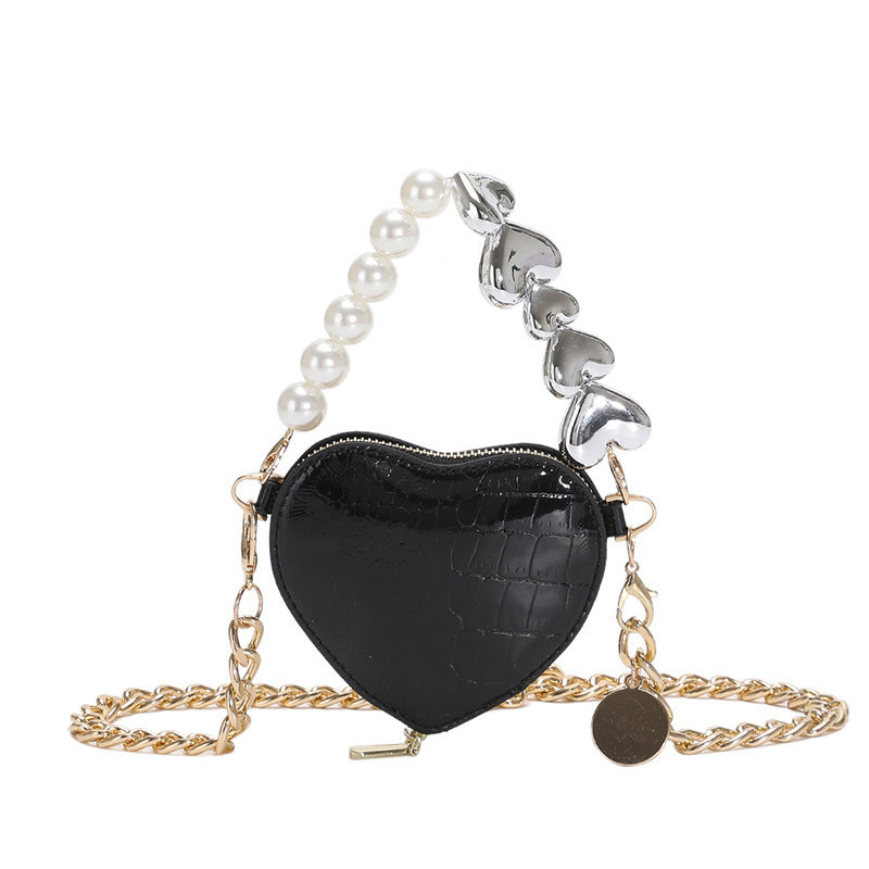 Mini Pearl Heart Chain Bag