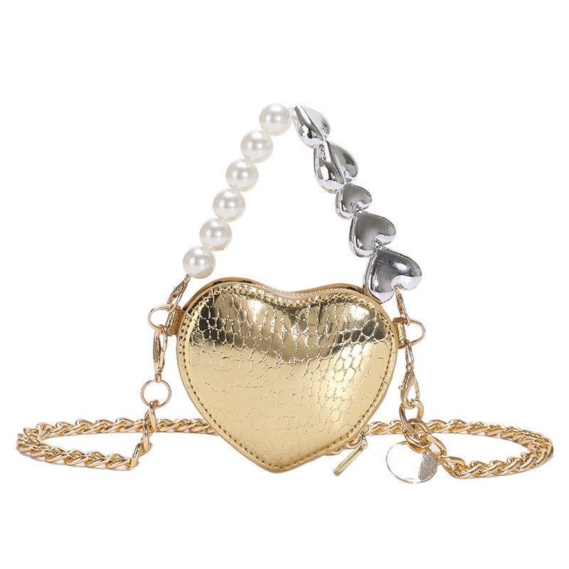 Mini Pearl Heart Chain Bag