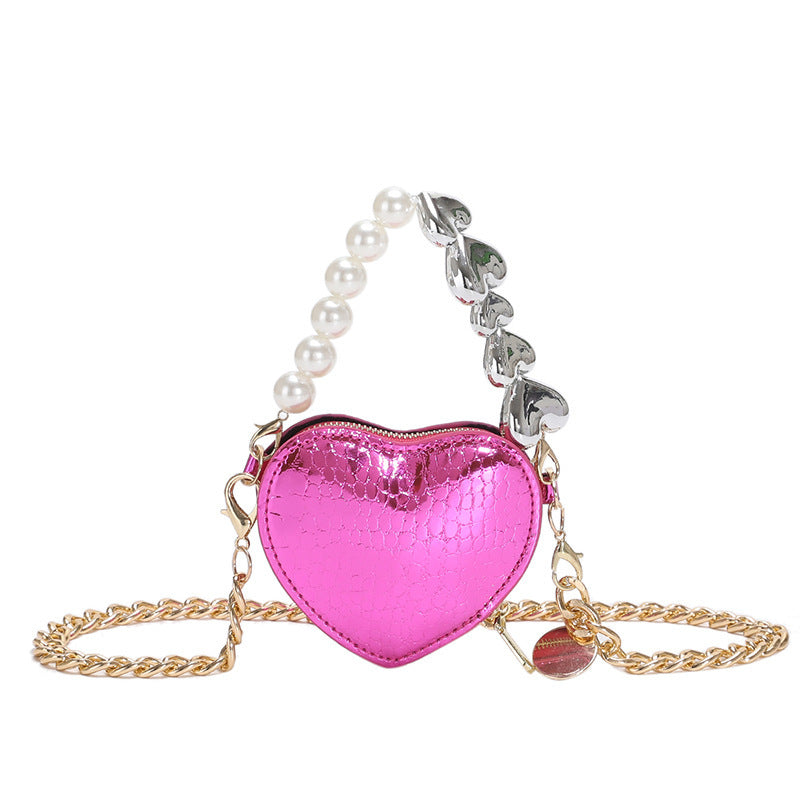 Mini Pearl Heart Chain Bag